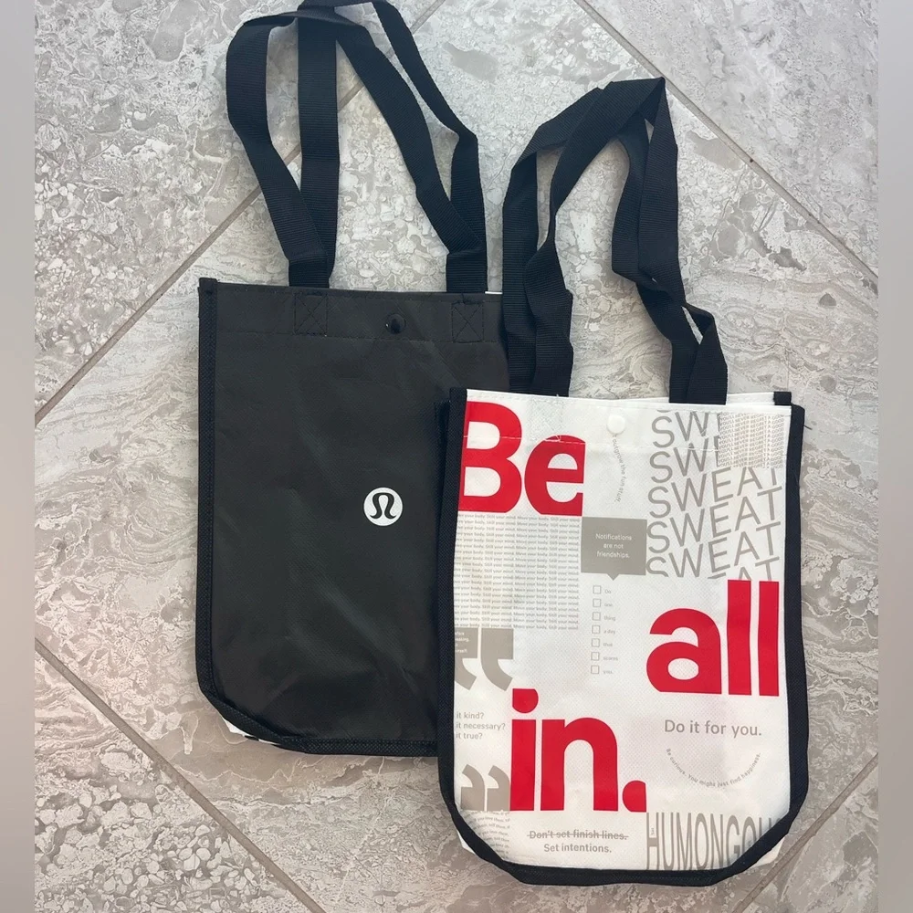 lululemon athletica Black and White Small Tote Bags